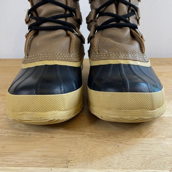 Sorel Manitou Wool Black Tan Insulated Lined Rubber Winter Snow Boots Size 8 - Picture 6 of 13